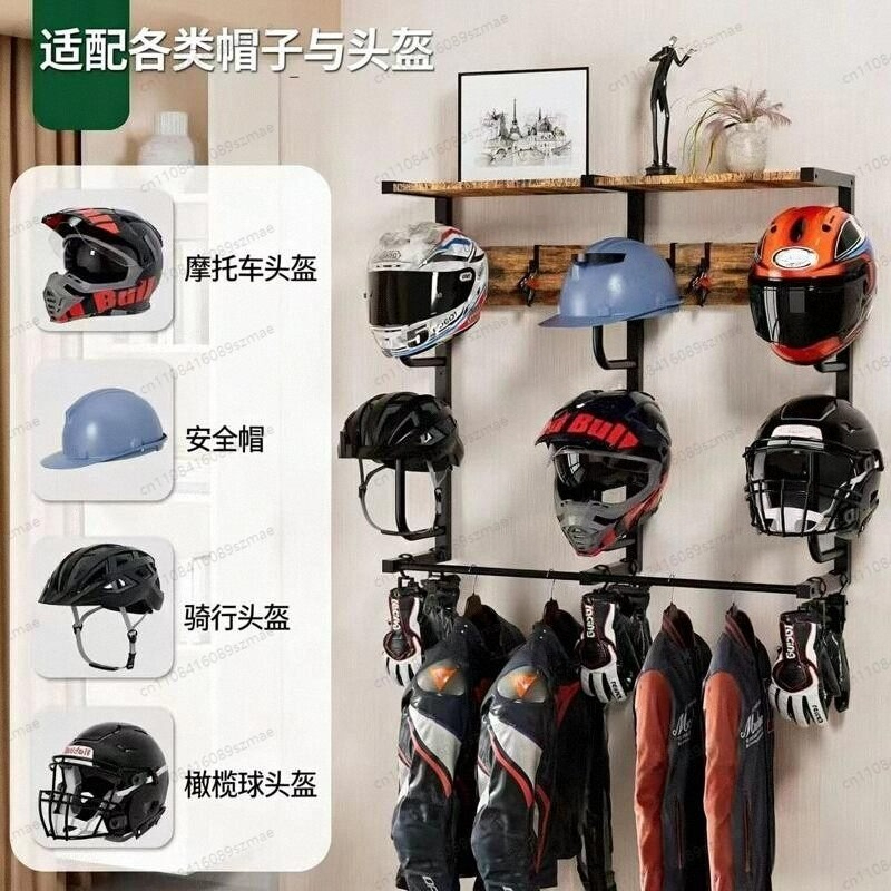 Rak helm yang dipasang di dind - Motorcycle Gear Garage Storage ulasan dan harga