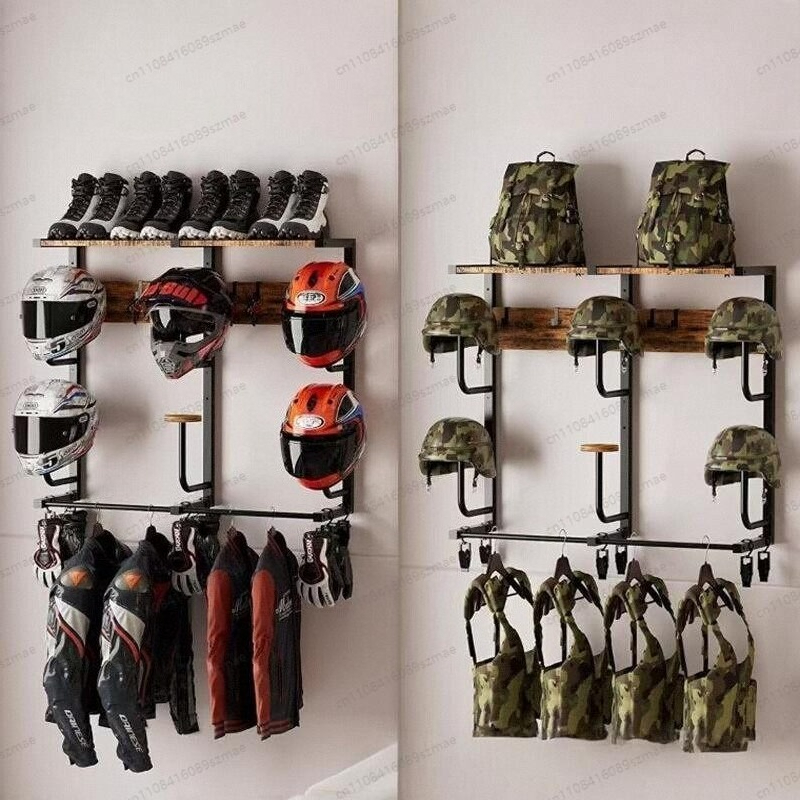Rak helm yang dipasang di dind - Motorcycle Gear Garage Storage ulasan dan harga
