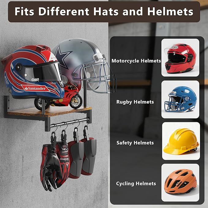 Rak Penyimpanan Helm Kayu untu - Motorcycle Gear Garage Storage ulasan dan harga